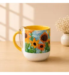 ماگ انحنادار طرح رویای آفتابگردان (باجعبه)