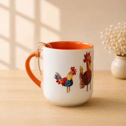 ماگ انحنادار طرح خروس ها (باجعبه)