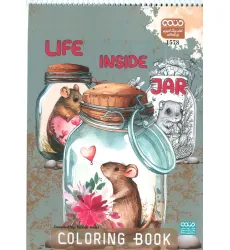 کتاب رنگ آمیزی بزرگسالان (طرح Life Inside Jar،کد 1578)،(سیمی) کتاب رنگ آمیزی بزرگسالان (طرح Life Inside Jar،کد 1578)،(سیمی)