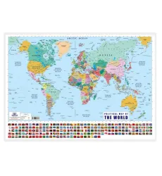 کتاب پوستر وایت بردی نقشه جهان انگلیسی (70*50)،(گلاسه،باجعبه)